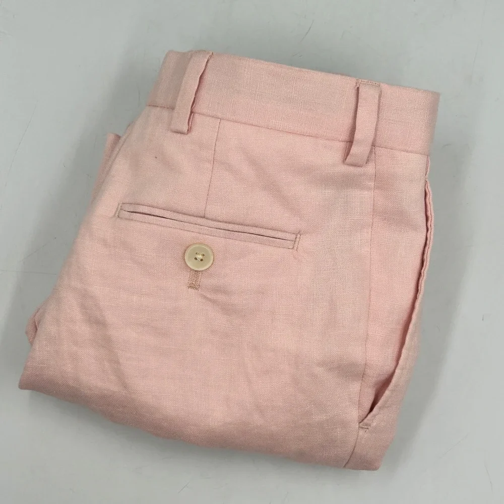 Lauren Ralph Lauren Linen Pants Light Pink Womens 8R Straight Leg Trousers